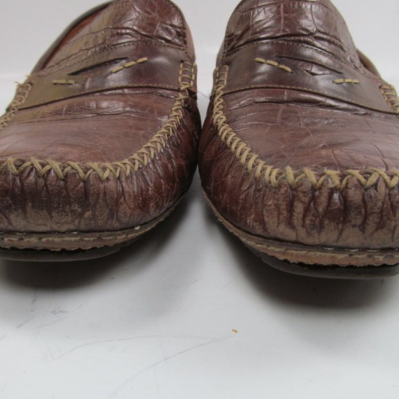 Stemar Mens Brown Leather Moc Toe Driving Penny Loafers Size US 8 1/2 - Picture 7 of 14